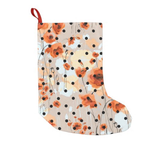 Field poppies abstract floral pattern small christmas stocking