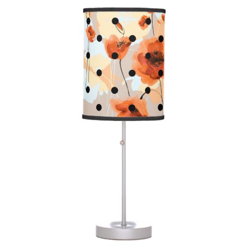 Field poppies abstract floral pattern table lamp