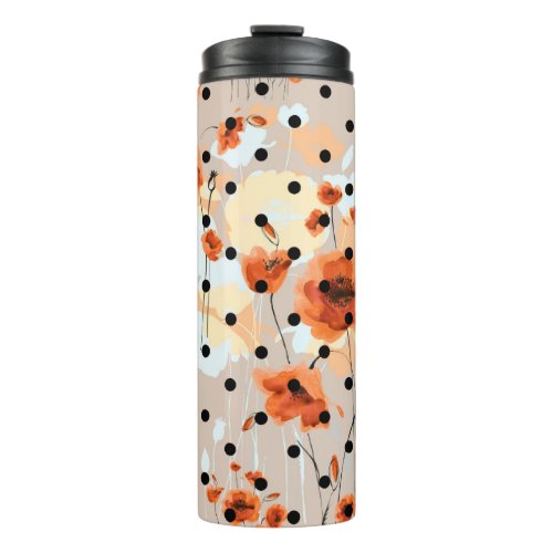 Field poppies abstract floral pattern thermal tumbler