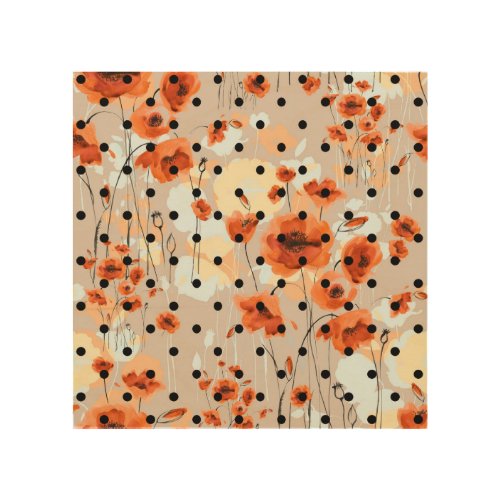 Field poppies abstract floral pattern wood wall art