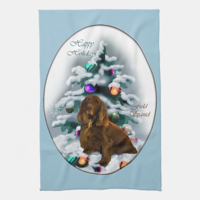 Field Spaniel Christmas Towel (Vertical)