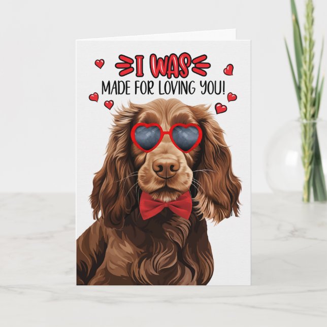 Field Spaniel Dog Made Loving You Valentine Holiday Card (Front)