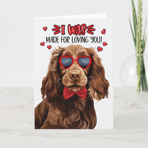 Field Spaniel Dog Made Loving You Valentine Holiday Card