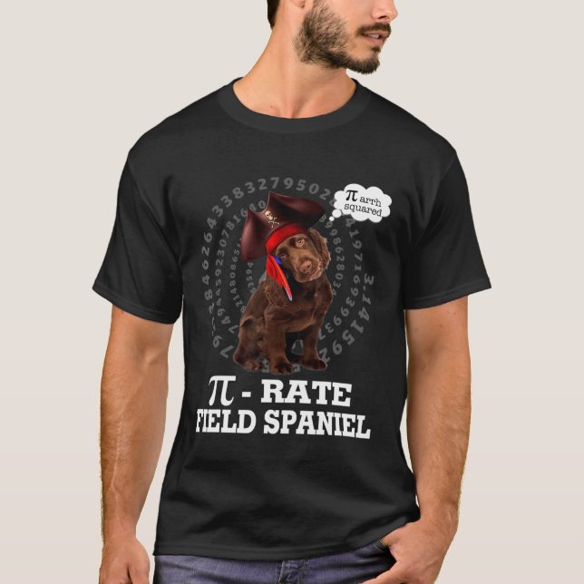 Field Spaniel Dog Pirate Costume Pi Day T-Shirt (Front)