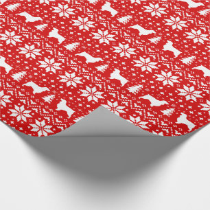 Field Spaniel Dog Silhouettes Christmas Holiday Wrapping Paper