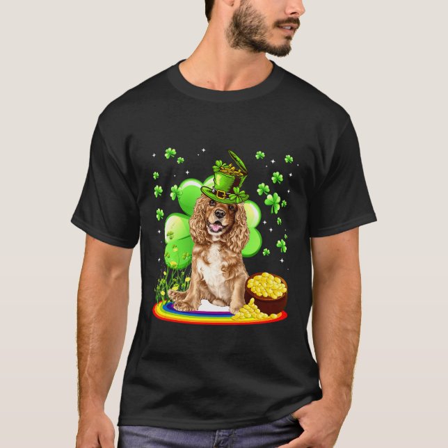 Field Spaniel Dog St Patrick Day T-Shirt (Front)