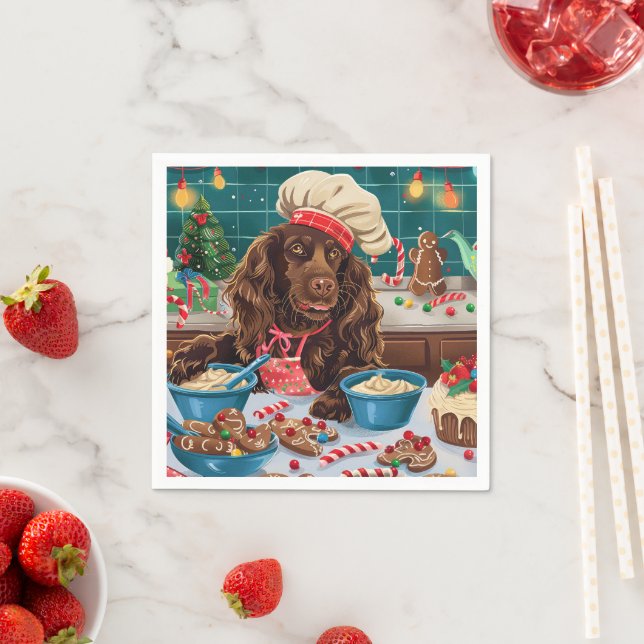 Field Spaniel Holiday Baking: Festive Christmas Napkins (Insitu)