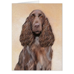 Field Spaniel Painting - Cute Original Dog Art Card