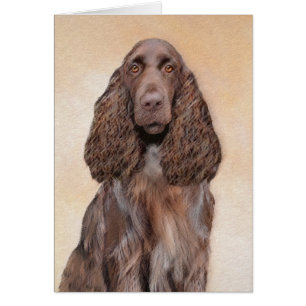 Field Spaniel Painting - Cute Original Dog Art Cards