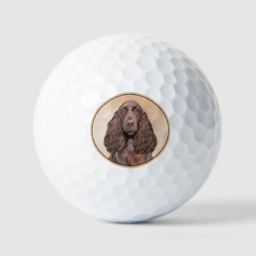 Field Spaniel Painting _ Cute Original Dog Art Golf Balls