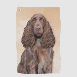 Field Spaniel Painting - Cute Original Dog Art Golf Towel