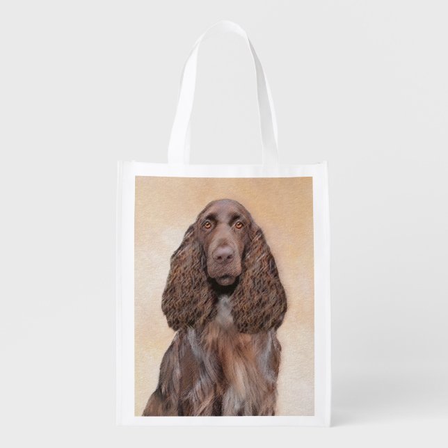 Field Spaniel Painting - Cute Original Dog Art Grocery Bag (Front)