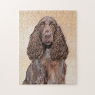 Field Spaniel Painting - Cute Original Dog Art Jigsaw Puzzle