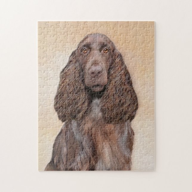 Field Spaniel Painting - Cute Original Dog Art Jigsaw Puzzle (Vertical)