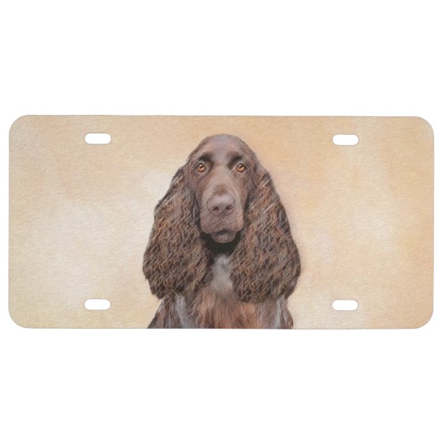 Field Spaniel Painting - Cute Original Dog Art License Plate (Front)