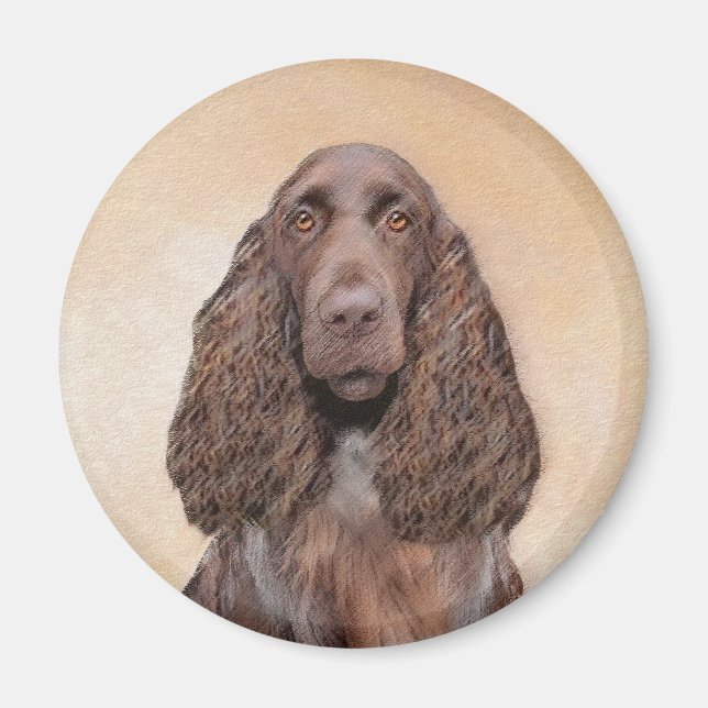 Field Spaniel Painting - Cute Original Dog Art Magnet (Front)
