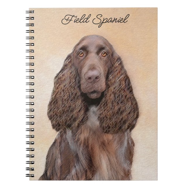 Field Spaniel Painting - Cute Original Dog Art Notebook (Front)