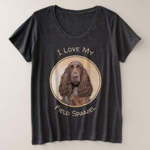 Field Spaniel Painting - Cute Original Dog Art Plus Size T-Shirt