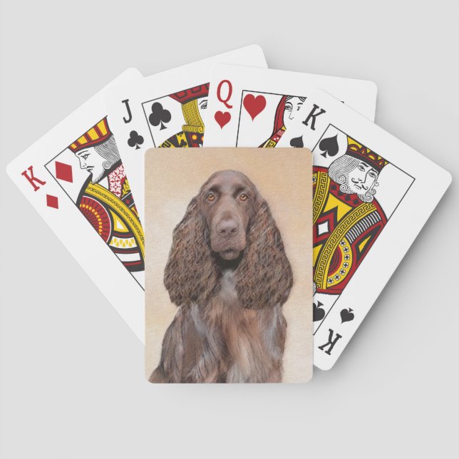 Field Spaniel Painting - Cute Original Dog Art Poker Cards (Back)