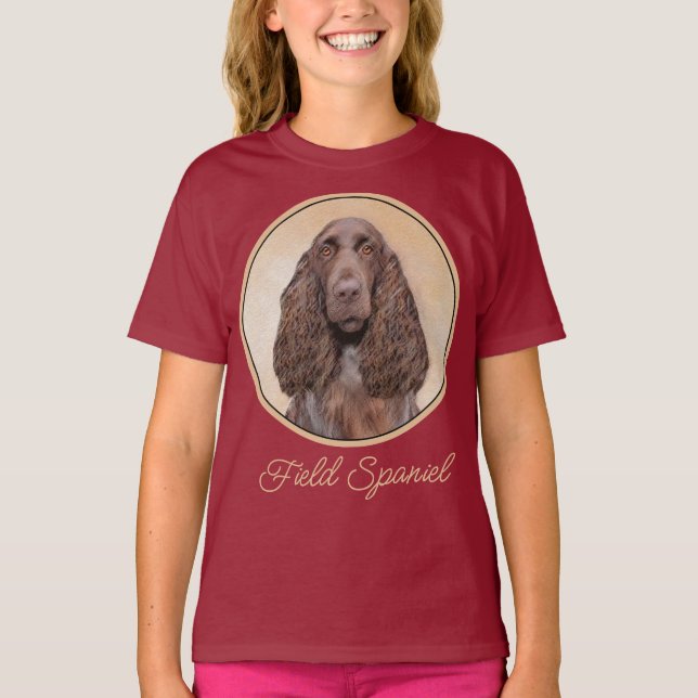 Field Spaniel Painting - Cute Original Dog Art T-S T-Shirt (Front)