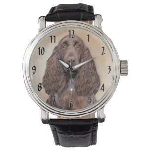 Field Spaniel Painting - Cute Original Dog Art Watch