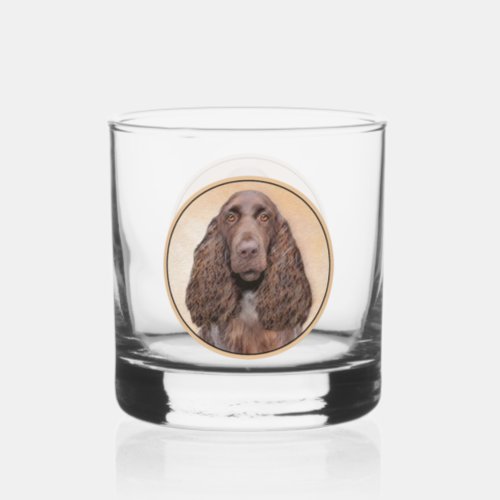 Field Spaniel Painting _ Cute Original Dog Art Whiskey Glass