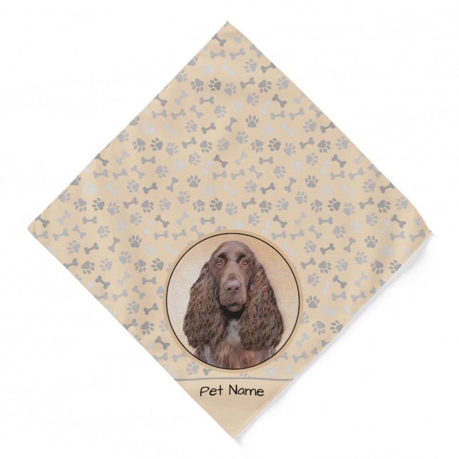 Field Spaniel Painting Roan Cute Original Dog Art Bandana (Front)