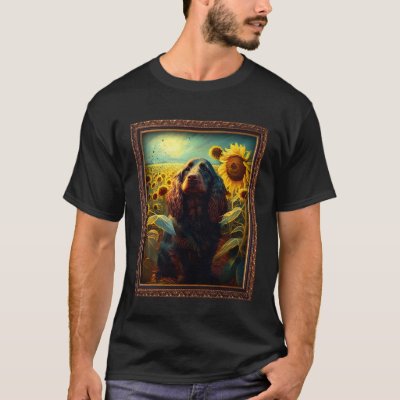Field Spaniel Painting Sunflower Flower Mom Women  T-Shirt