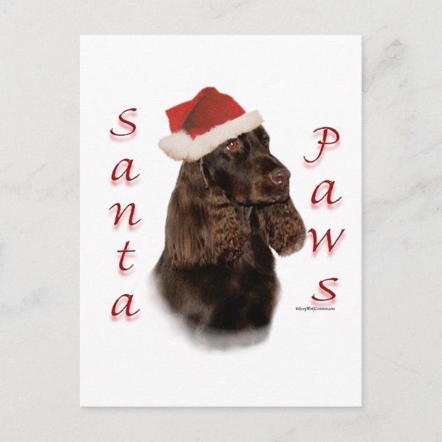 Field Spaniel Santa Paws Holiday Postcard (Front)