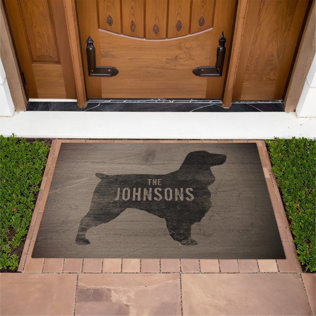 Field Spaniel Silhouette Rustic Fieldie Dog Custom Doormat (Outdoor)