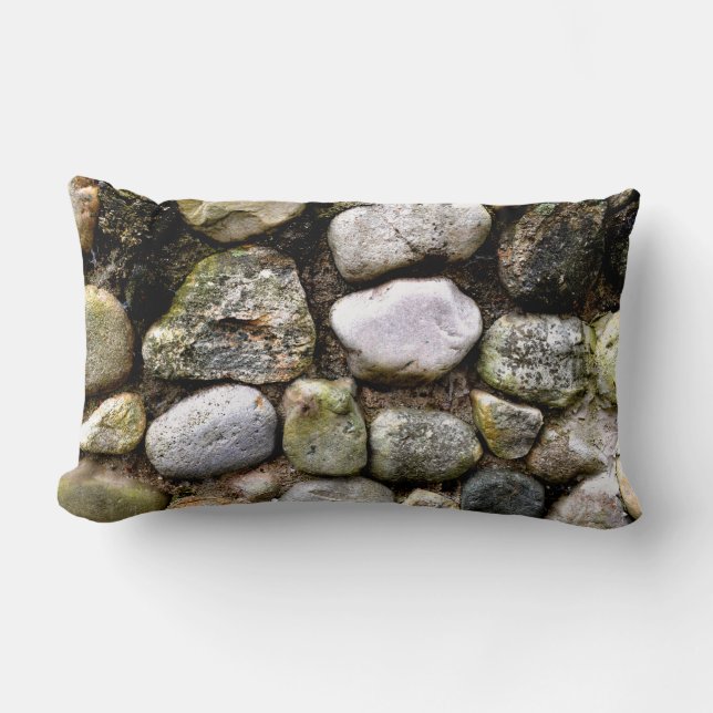 Field Stone, rocks, distressed stone Lumbar Pillow (Front)