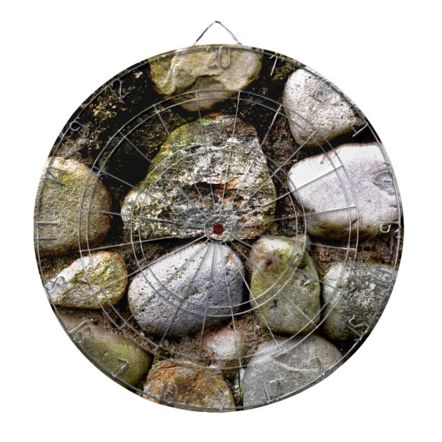 Field Stone, rocks, distressed stone, rustic stone Dartboard With Darts (Front)
