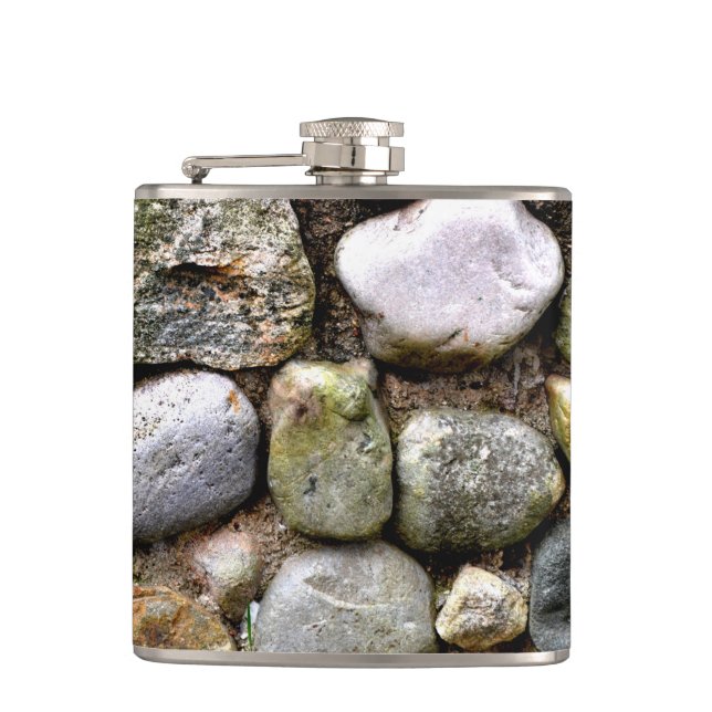 Field Stone, rocks, distressed stone, rustic stone Flask (Front)