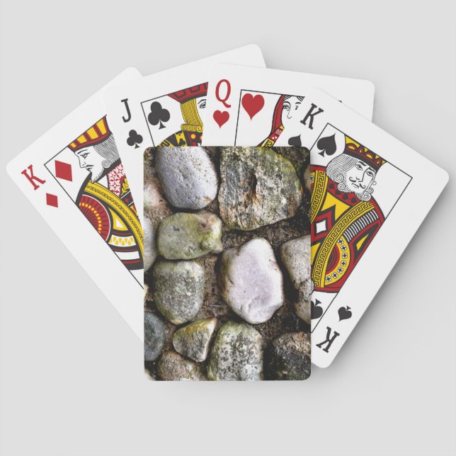 Field Stone, rocks, distressed stone, rustic stone Poker Cards (Back)
