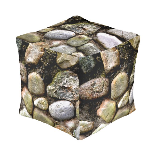 Field Stone, rocks, distressed stone, rustic stone Pouf (Angled Front)