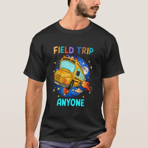 Field Trip Anyone Groovy School Bus Driver Yellow  T_Shirt