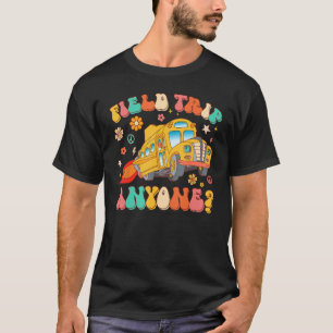 Field Trip Anyone Groovy School Bus Driver Yellow  T-Shirt