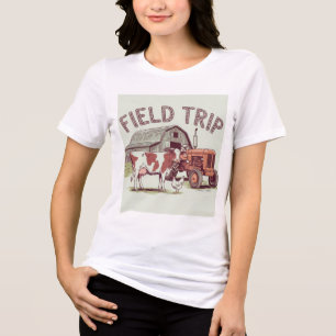 Field Trip Farm   Vintage Cow, Tractor & Barn Tri-Blend Shirt