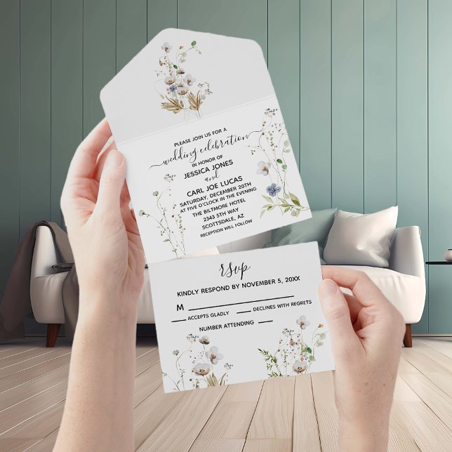 Field Wild Flower Watercolor Delicate  All In One Invitation (Creator Uploaded)