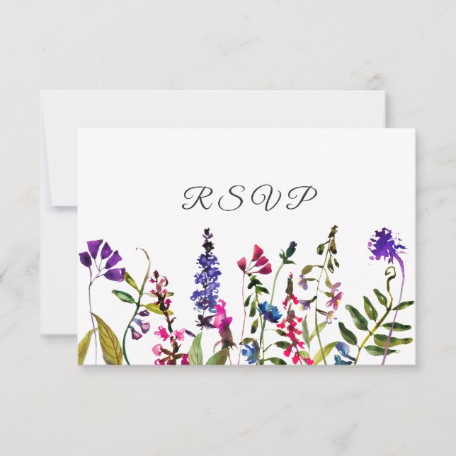 Field Wildflowers wedding RSVP Card (Front)