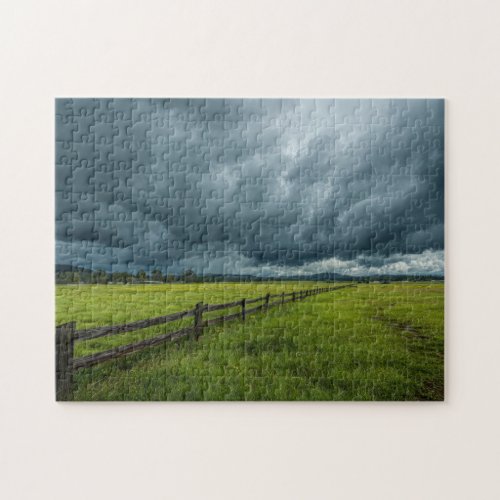 Field with a Wooden Fence Jigsaw Puzzle