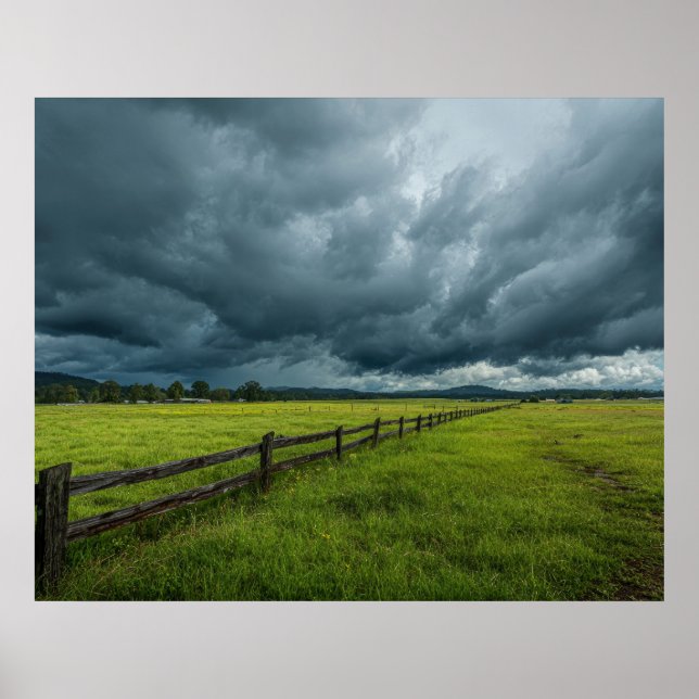 Field with a Wooden Fence Poster (Front)