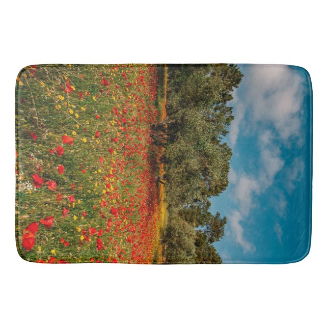 field with flowers and trees bath mat (Front)