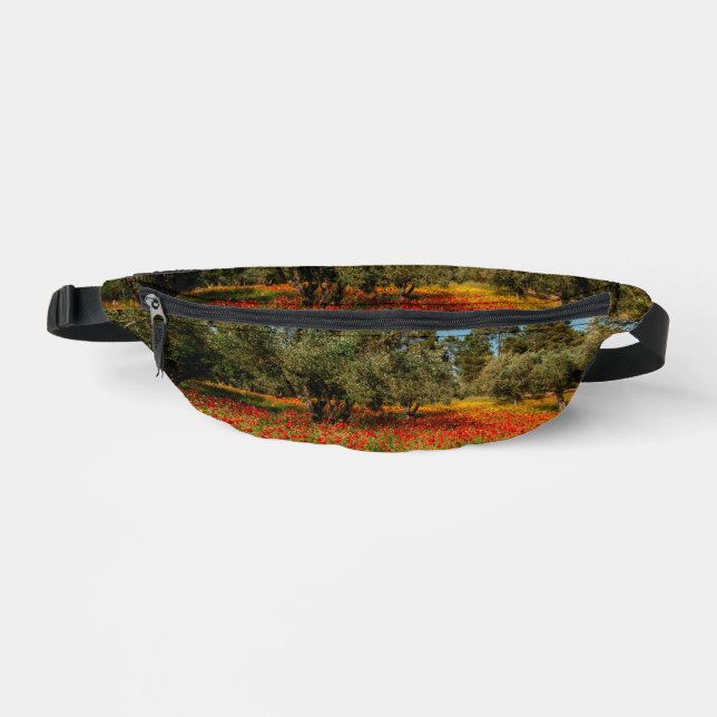 field with flowers and trees fanny pack (Front)