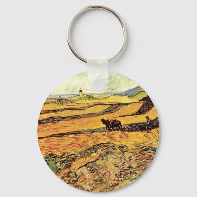 Field with Ploughman and Mill by Vincent van Gogh Keychain (Front)