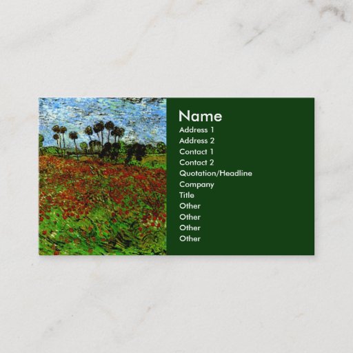 Customizable Van Gogh Field with Poppies (F636) Fine Art Business Cards