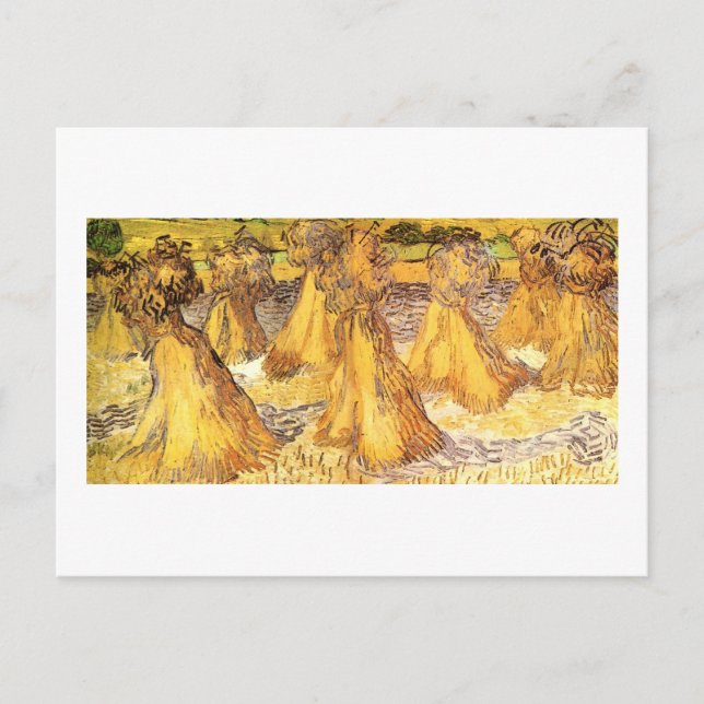 Field with Stacks of Wheat Van Gogh Fine Art Postcard (Front)