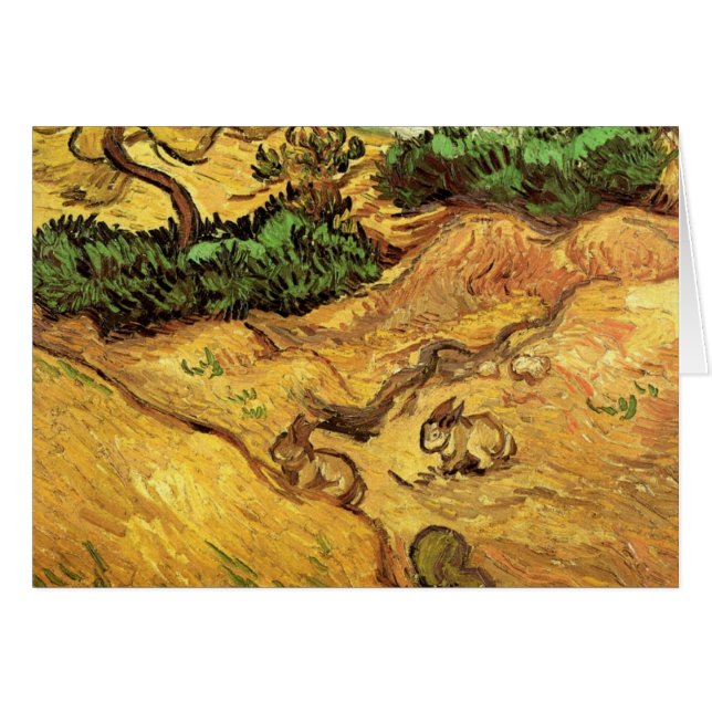 Field with Two Rabbits by Vincent van Gogh Cards (Front Horizontal)