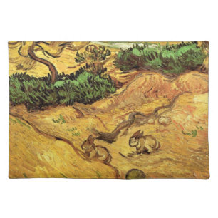 Field with Two Rabbits by Vincent van Gogh Cloth Placemat