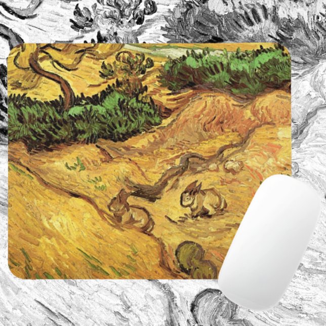 Field with Two Rabbits by Vincent van Gogh Mouse Pad (Creator Uploaded)